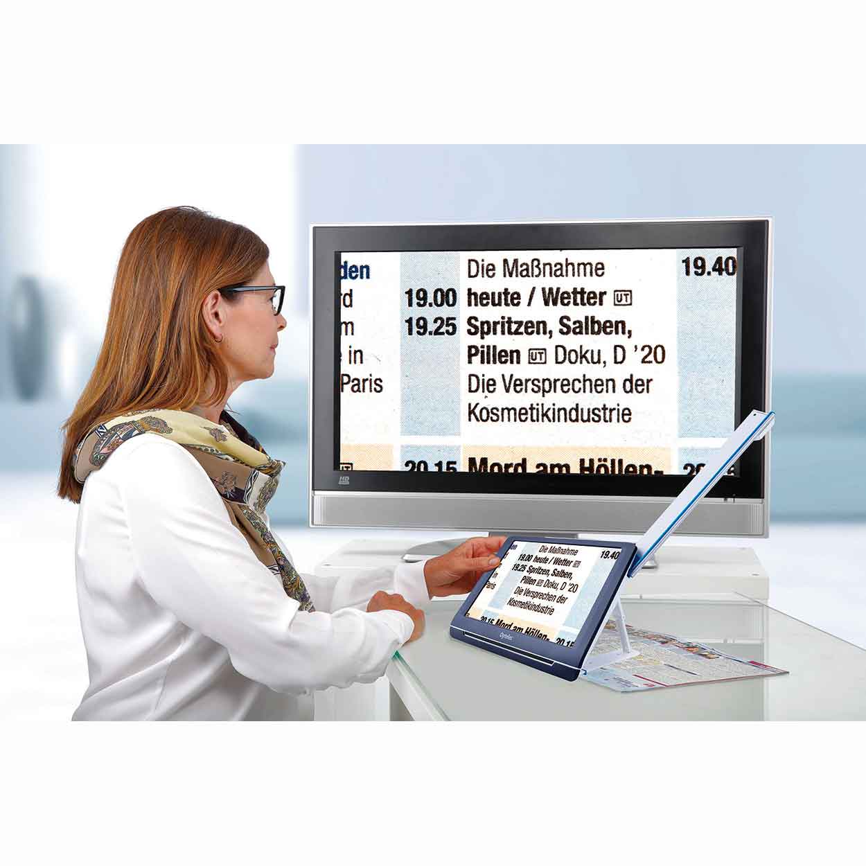 Optelec_Compact_10_HD_Speech_Leselupe_4 Optelec Compact 10 HD Leselupe mit drahtloser Anschlussmöglichkeit am Fernseher